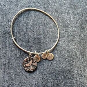 Alex and Ani silver Alaska charm stacker.